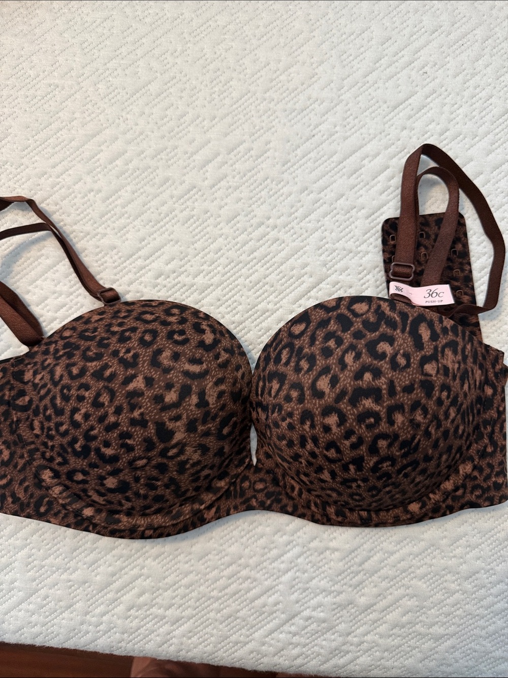 Victoria's Secret Brown Leopard Print Convertible Bra Sz 36C NWT